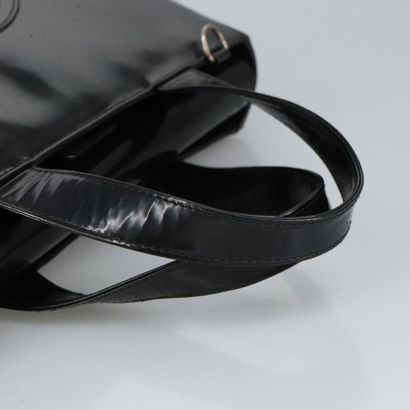 GUCCI Hand Bag Enamel 2way Black Silver 000 1013 0504 Auth fm3966