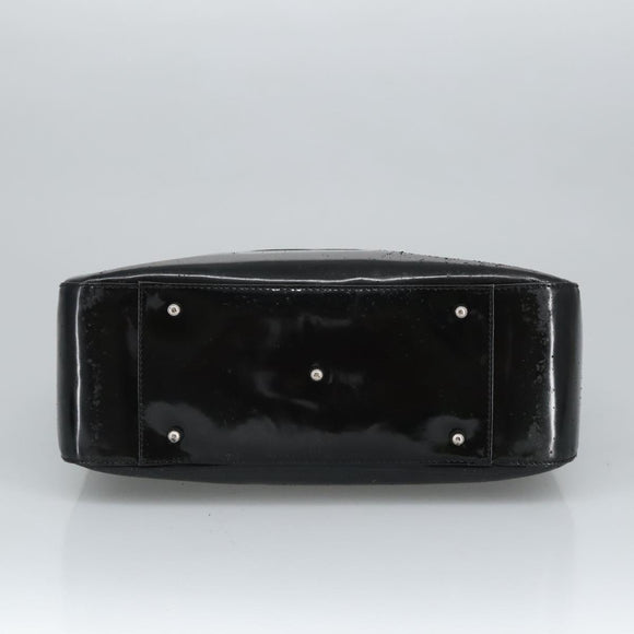 GUCCI Hand Bag Enamel 2way Black Silver 000 1013 0504 Auth fm3966