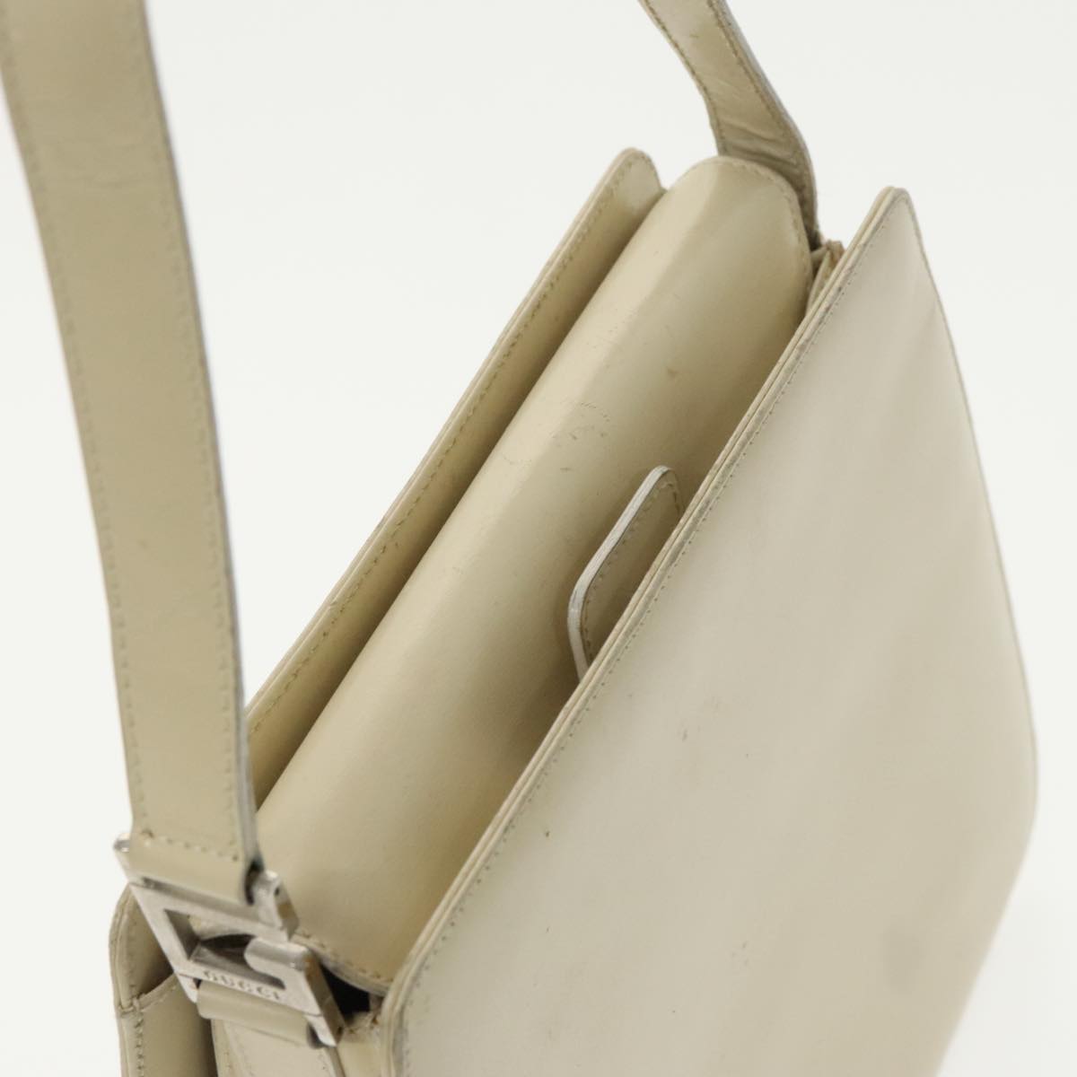 GUCCI Shoulder Bag Leather White Silver 001 2046 1719 Auth fm3967