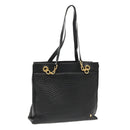 BALLY Chain Shoulder Bag Leather Black Gold Auth fm3969-1