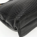 BALLY Chain Shoulder Bag Leather Black Gold Auth fm3969-16