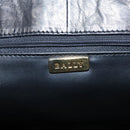 BALLY Chain Shoulder Bag Leather Black Gold Auth fm3969-10