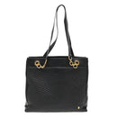 BALLY Chain Shoulder Bag Leather Black Gold Auth fm3969-13