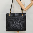 BALLY Chain Shoulder Bag Leather Black Gold Auth fm3969-22