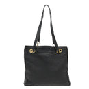BALLY Chain Shoulder Bag Leather Black Gold Auth fm3969-2