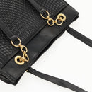 BALLY Chain Shoulder Bag Leather Black Gold Auth fm3969-6