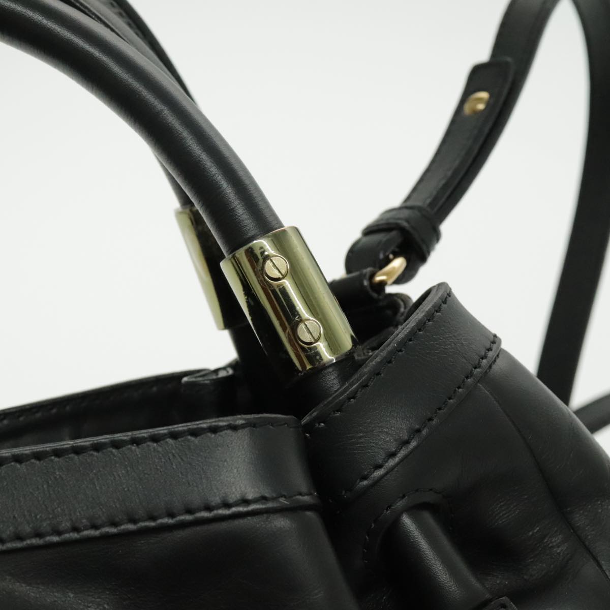 Chloe Victoria Hand Bag Leather 2way Black Auth fm3978