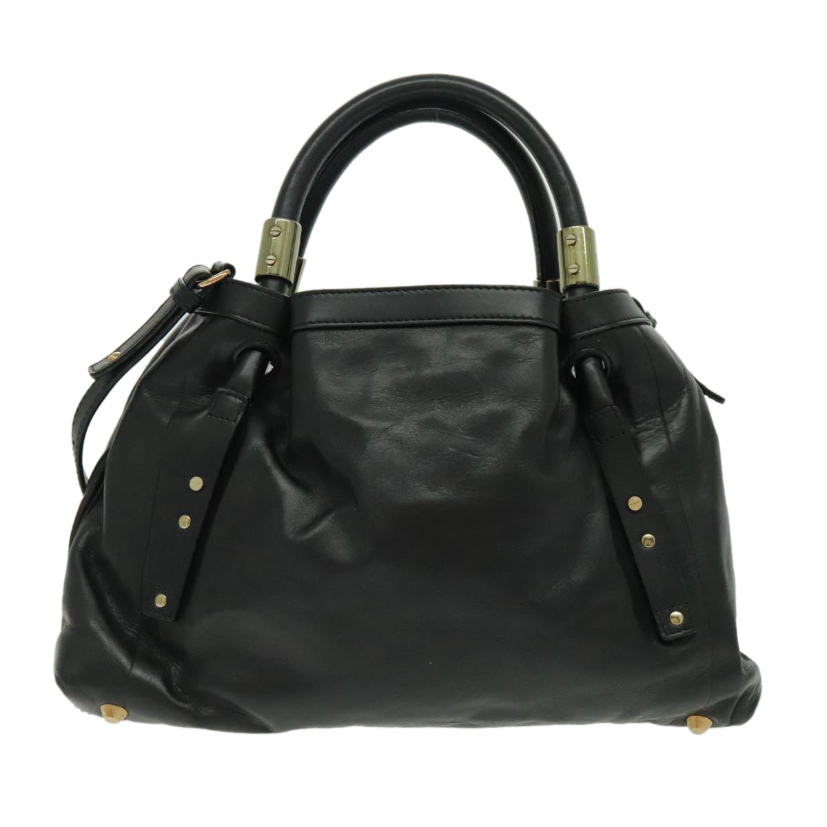 Chloe Victoria Hand Bag Leather 2way Black Auth fm3978 - 0