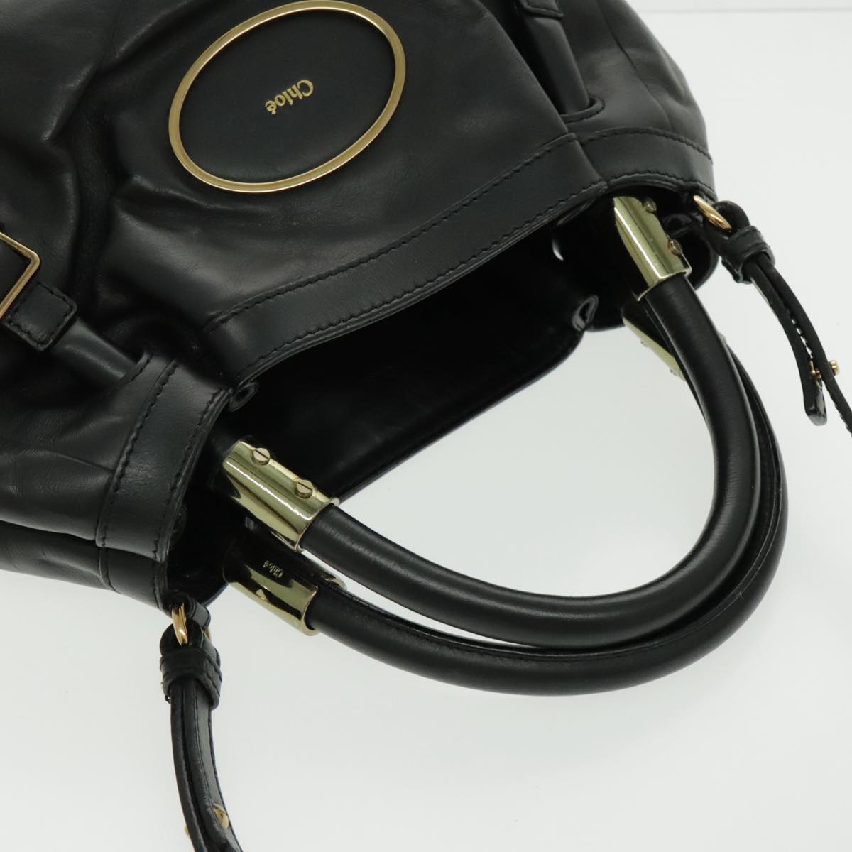 Chloe Victoria Hand Bag Leather 2way Black Auth fm3978