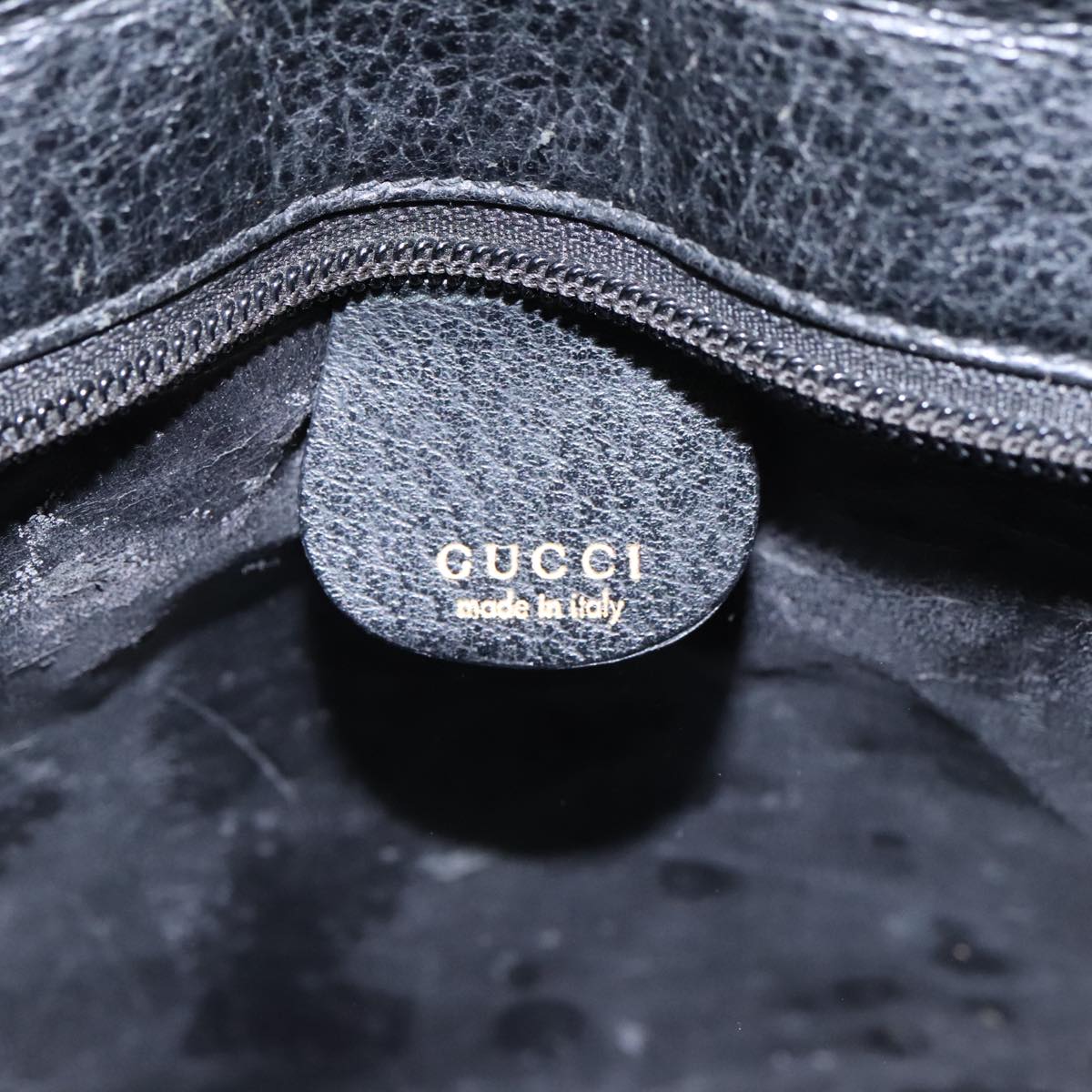 GUCCI Tote Bag Leather Black Auth fm3984