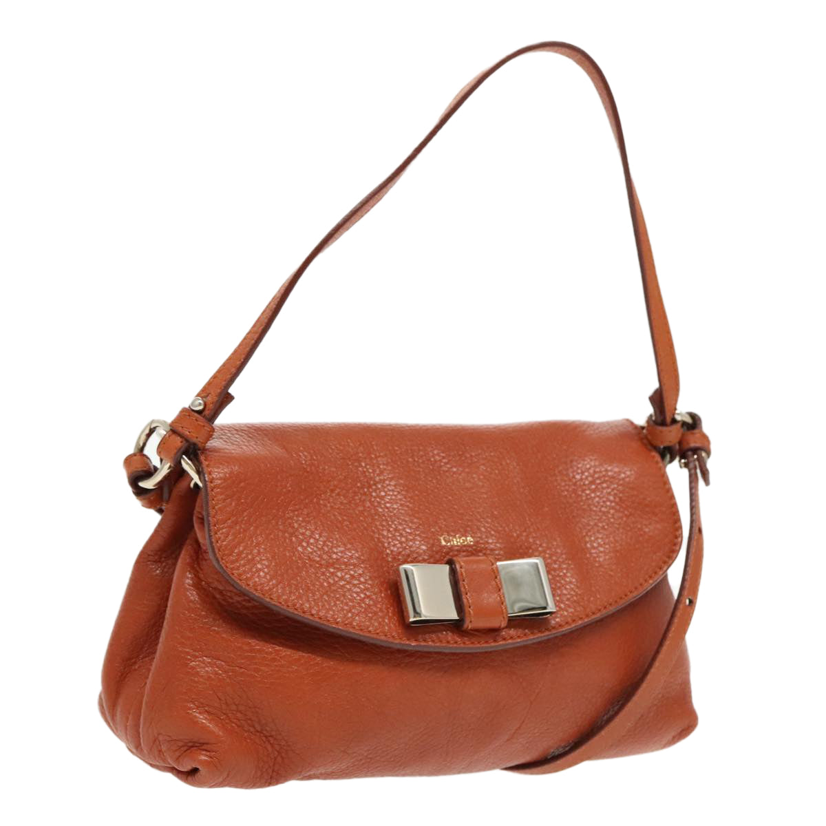 Chloe Lily Hand Bag Leather 2way Brown Auth fm3985