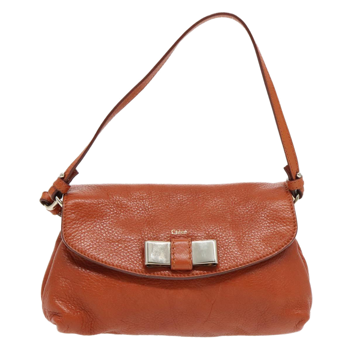 Chloe Lily Hand Bag Leather 2way Brown Auth fm3985