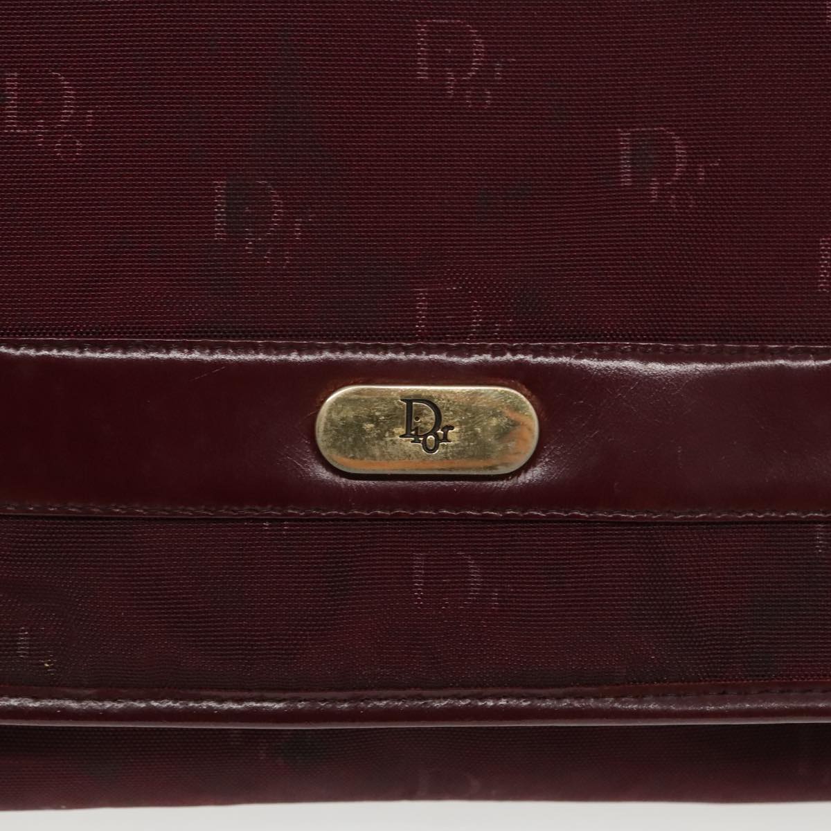 Christian Dior Chain Shoulder Bag Nylon Bordeaux Auth fm3989