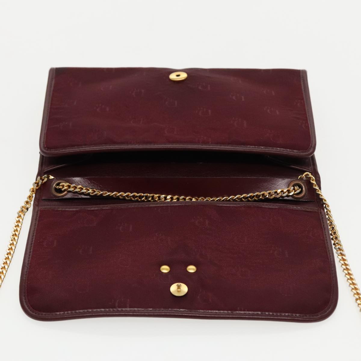 Christian Dior Chain Shoulder Bag Nylon Bordeaux Auth fm3989