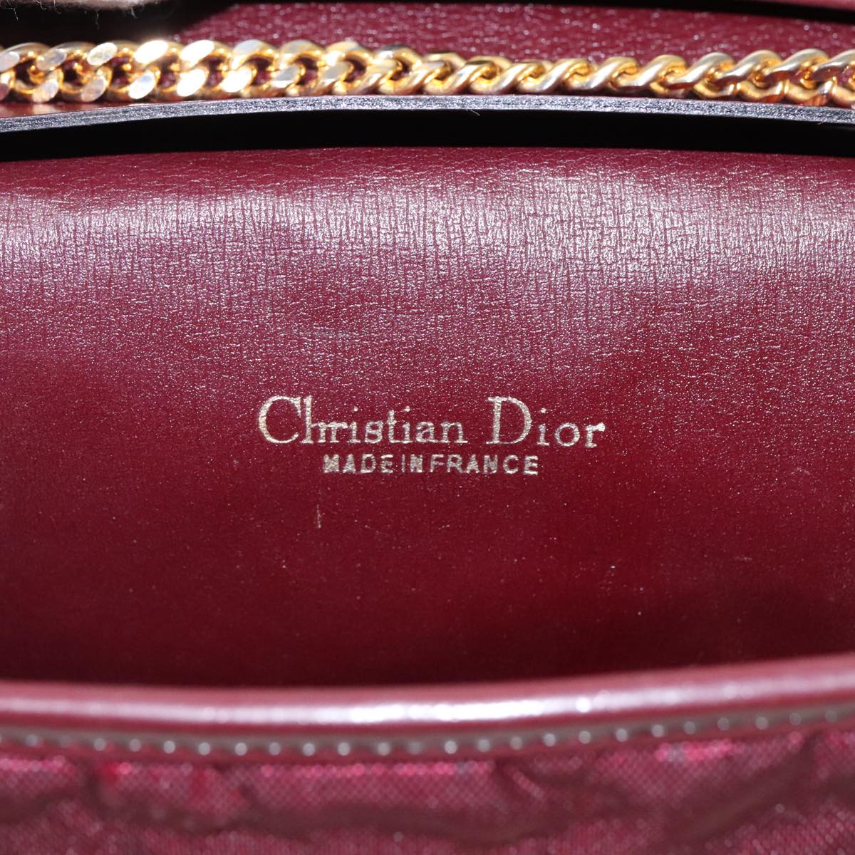 Christian Dior Chain Shoulder Bag Nylon Bordeaux Auth fm3989