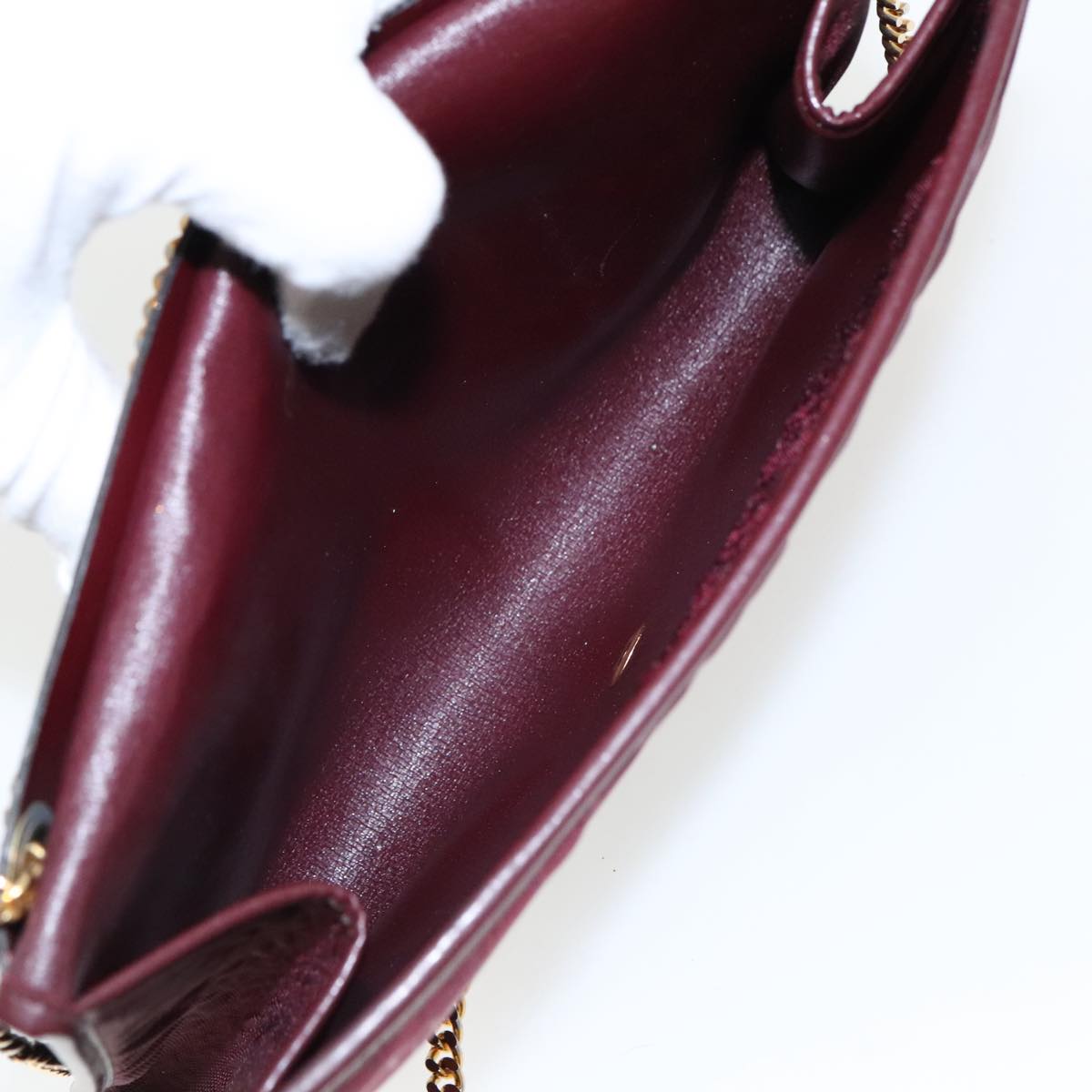 Christian Dior Chain Shoulder Bag Nylon Bordeaux Auth fm3989