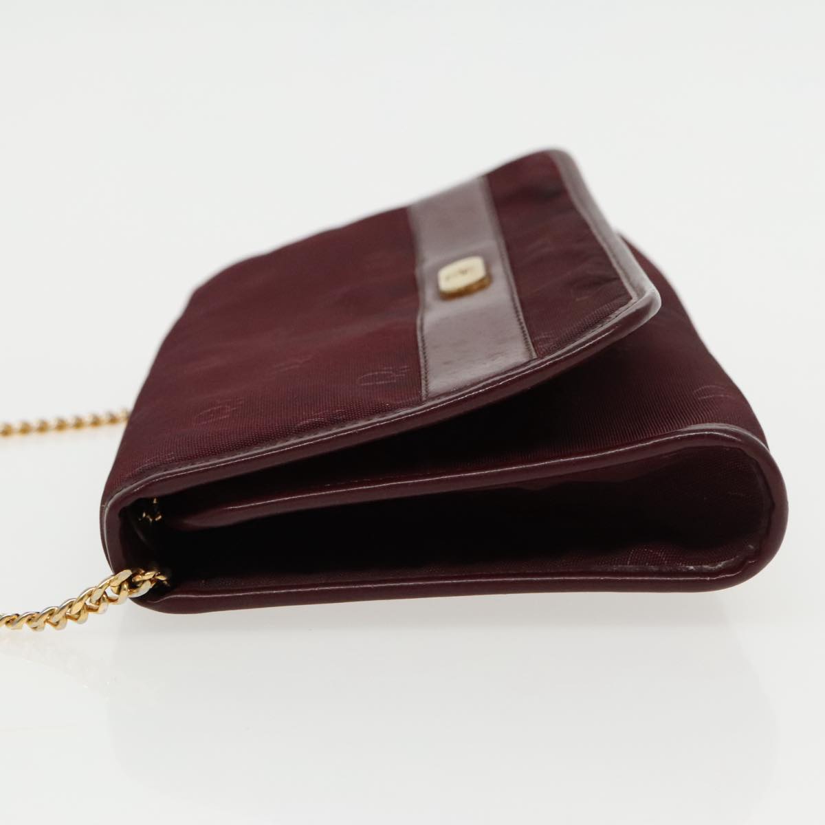 Christian Dior Chain Shoulder Bag Nylon Bordeaux Auth fm3989