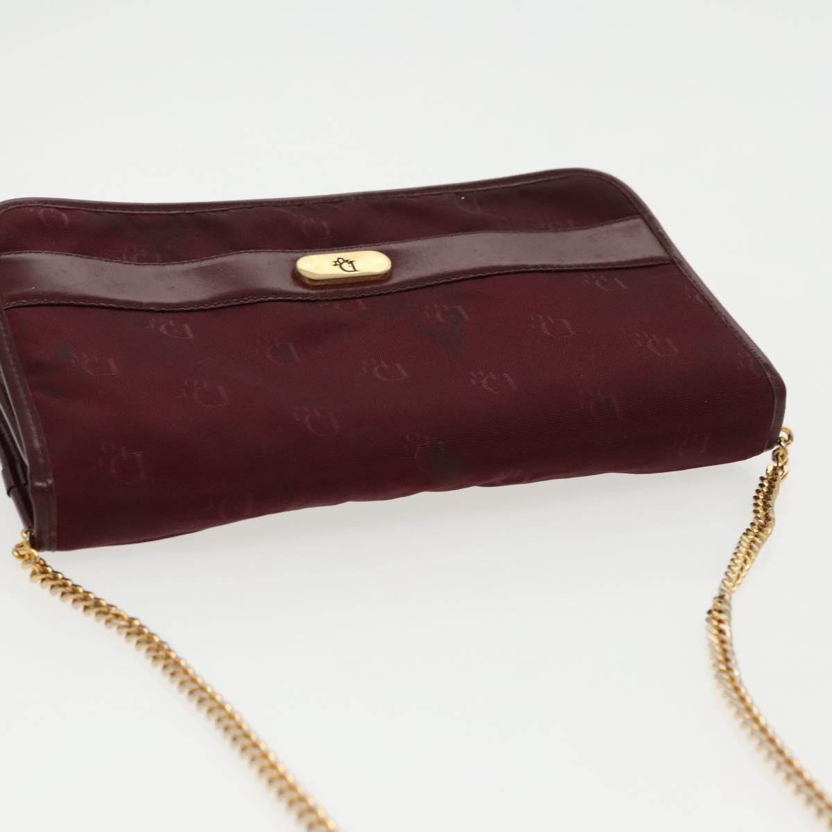 Christian Dior Chain Shoulder Bag Nylon Bordeaux Auth fm3989