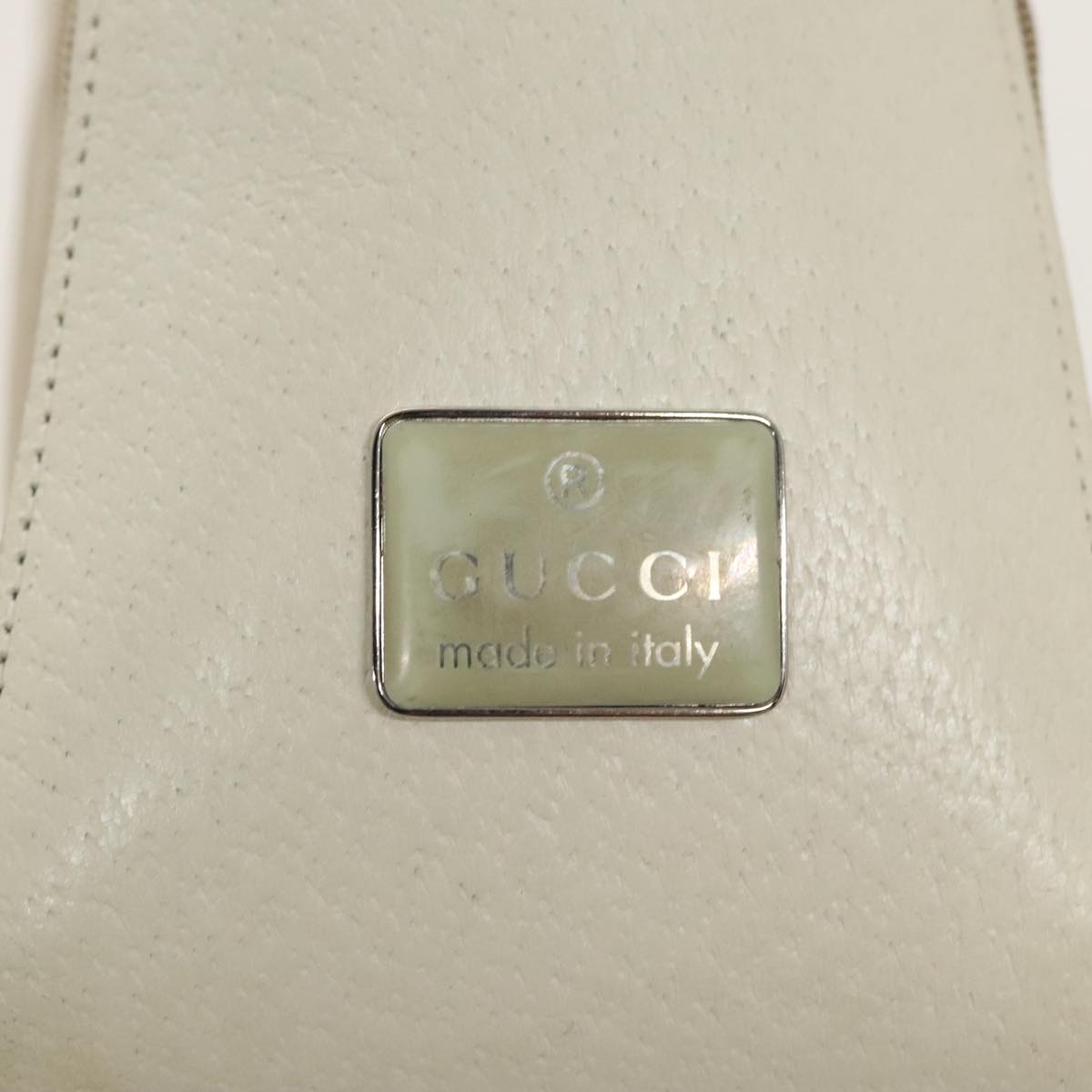 GUCCI Shoulder Bag Canvas Leather Beige Silver 001 3766 2123 Auth fm4006