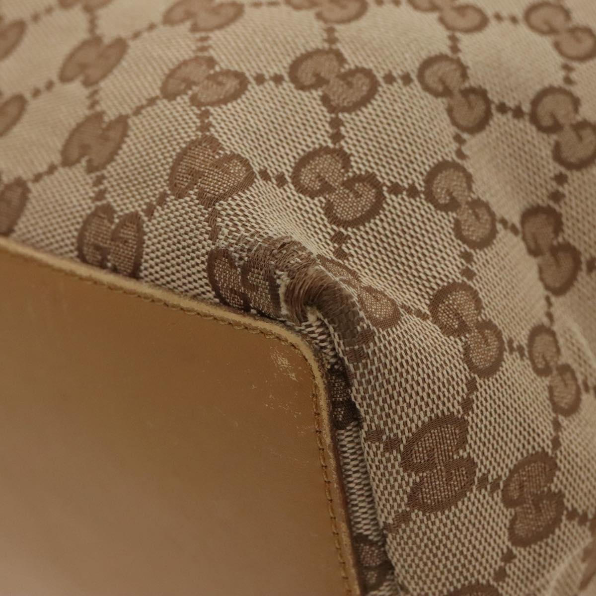 GUCCI GG Canvas Tote Bag Beige Gold 002 1098 3444 Auth fm4010