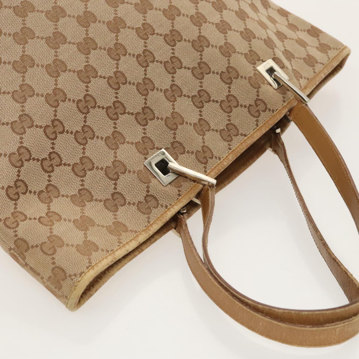 GUCCI GG Canvas Tote Bag Beige Gold 002 1098 3444 Auth fm4010