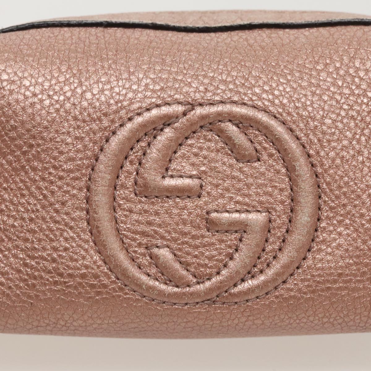 GUCCI Pouch Leather Pink Gold 308634 Auth fm4022