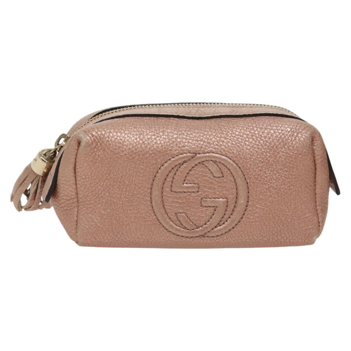 GUCCI Pouch Leather Pink Gold 308634 Auth fm4022 - 0