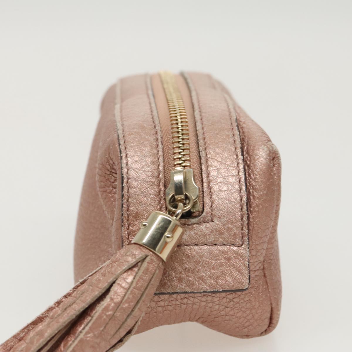 GUCCI Pouch Leather Pink Gold 308634 Auth fm4022