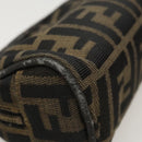 FENDI Zucca Canvas Pouch Brown Black Auth fm4029-15