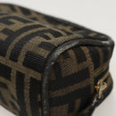 FENDI Zucca Canvas Pouch Brown Black Auth fm4029-16