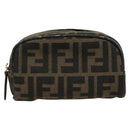 FENDI Zucca Canvas Pouch Brown Black Auth fm4029-13
