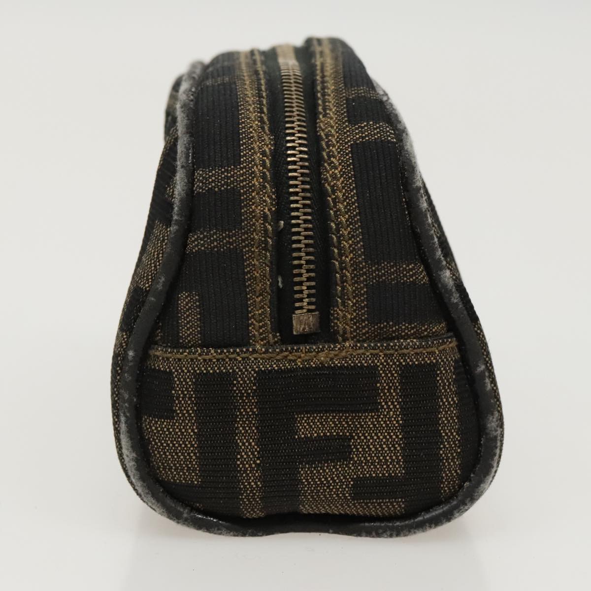 FENDI Zucca Canvas Pouch Brown Black Auth fm4029