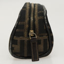 FENDI Zucca Canvas Pouch Brown Black Auth fm4029-4