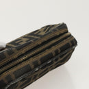 FENDI Zucca Canvas Pouch Brown Black Auth fm4029-5