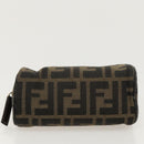 FENDI Zucca Canvas Pouch Brown Black Auth fm4029-6