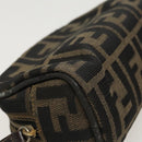 FENDI Zucca Canvas Pouch Brown Black Auth fm4029-14