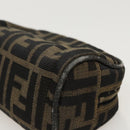 FENDI Zucca Canvas Pouch Brown Black Auth fm4029-7