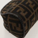 FENDI Zucca Canvas Pouch Brown Black Silver Auth fm4030-15