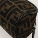 FENDI Zucca Canvas Pouch Brown Black Silver Auth fm4030-16