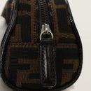 FENDI Zucca Canvas Pouch Brown Black Silver Auth fm4030-8