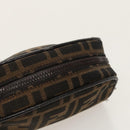 FENDI Zucca Canvas Pouch Brown Black Silver Auth fm4030-5