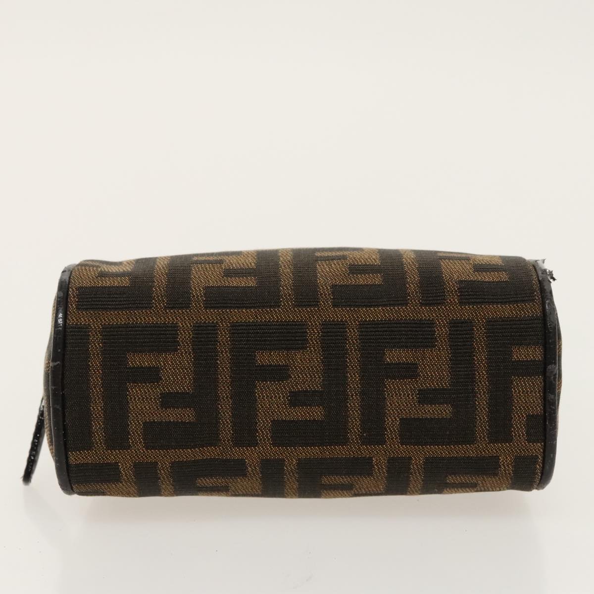 FENDI Zucca Canvas Pouch Brown Black Silver Auth fm4030