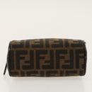FENDI Zucca Canvas Pouch Brown Black Silver Auth fm4030-6