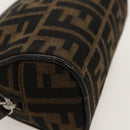 FENDI Zucca Canvas Pouch Brown Black Silver Auth fm4030-14