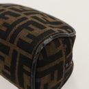 FENDI Zucca Canvas Pouch Brown Black Silver Auth fm4030-7