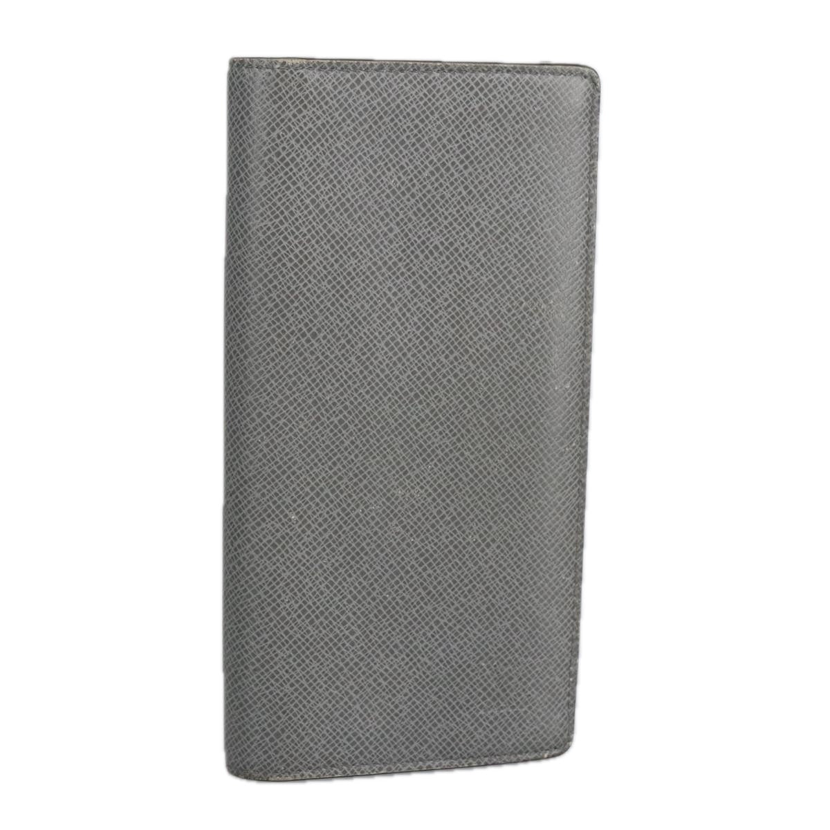 LOUIS VUITTON Taiga Brazza Portefeuille Long Wallet Gray M81554 LV Auth fm4044