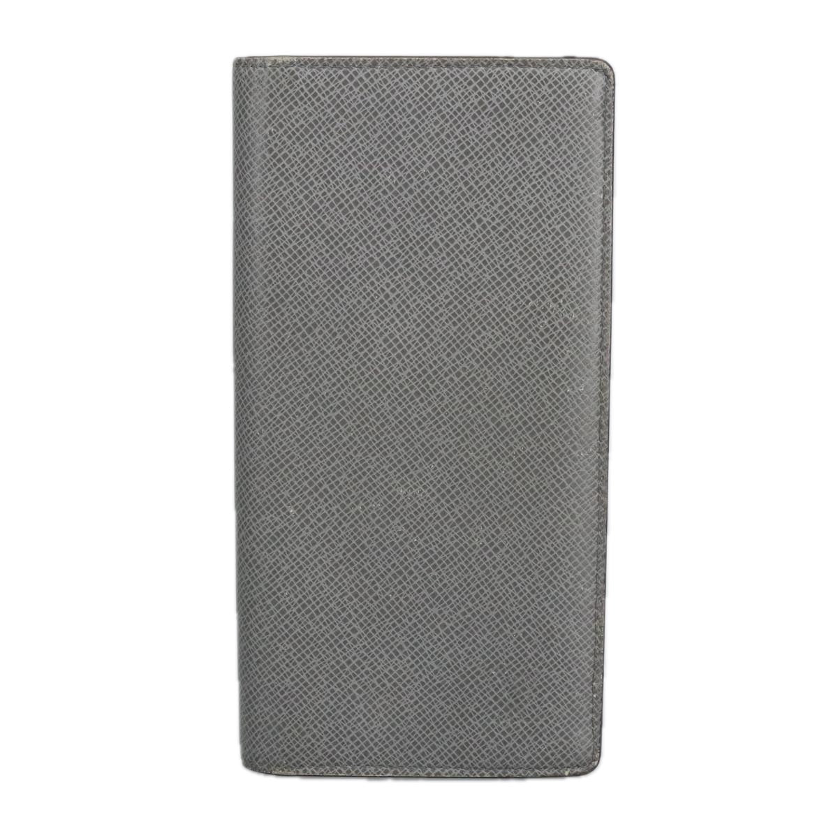 LOUIS VUITTON Taiga Brazza Portefeuille Long Wallet Gray M81554 LV Auth fm4044