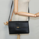 Christian Dior Honeycomb Canvas Shoulder Bag PVC Leather Black Gold Auth fm4057-23