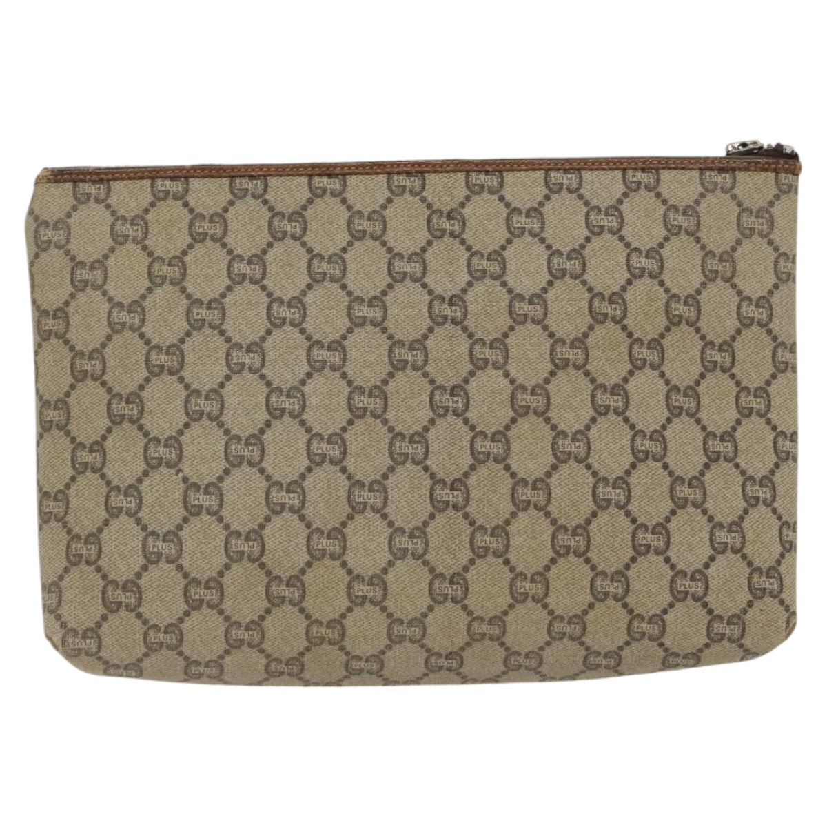 GUCCI GG Plus Supreme Clutch Bag PVC Leather Beige Auth fm4064 - 0