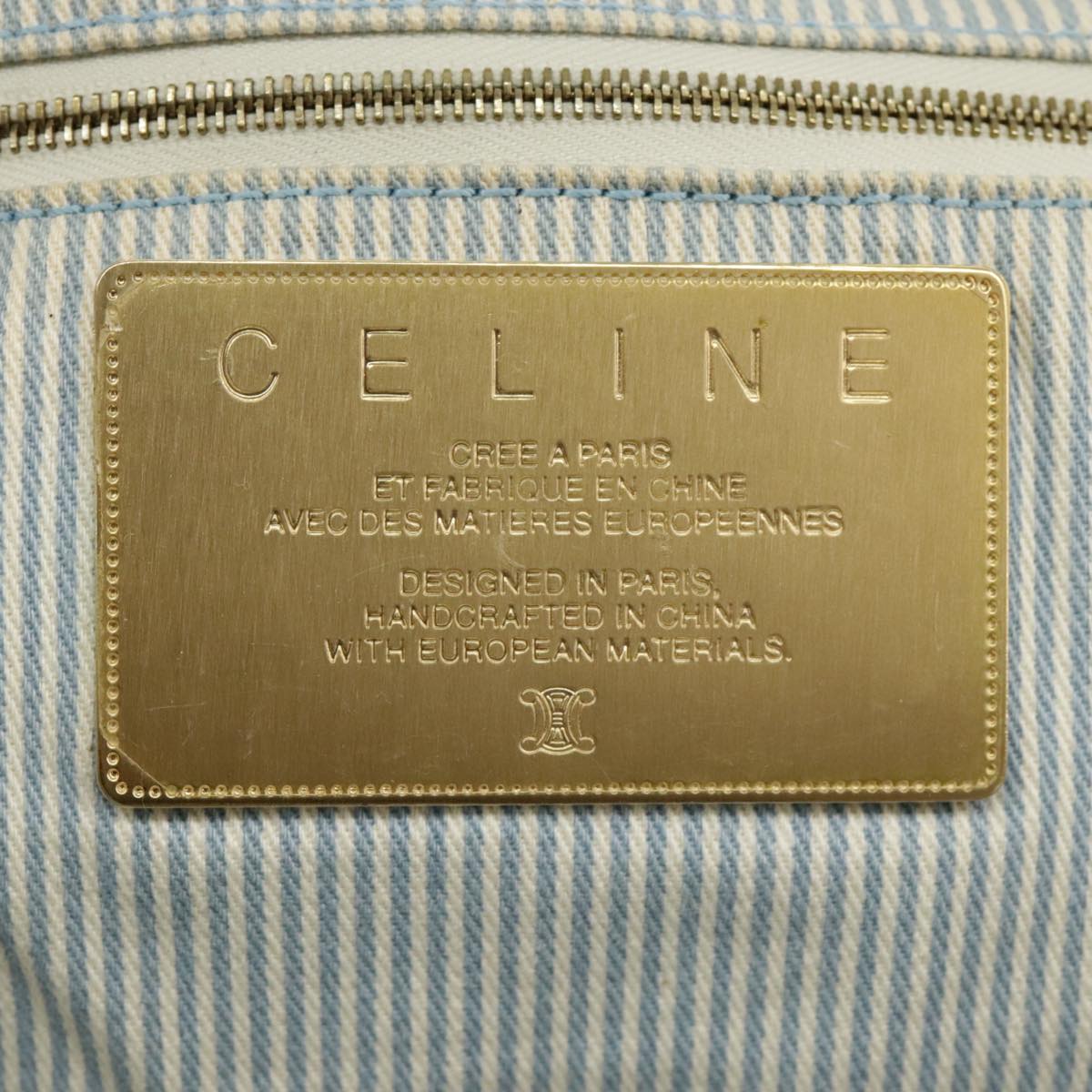 CELINE C Macadam Canvas Tote Bag Blue Gold Auth fm4072